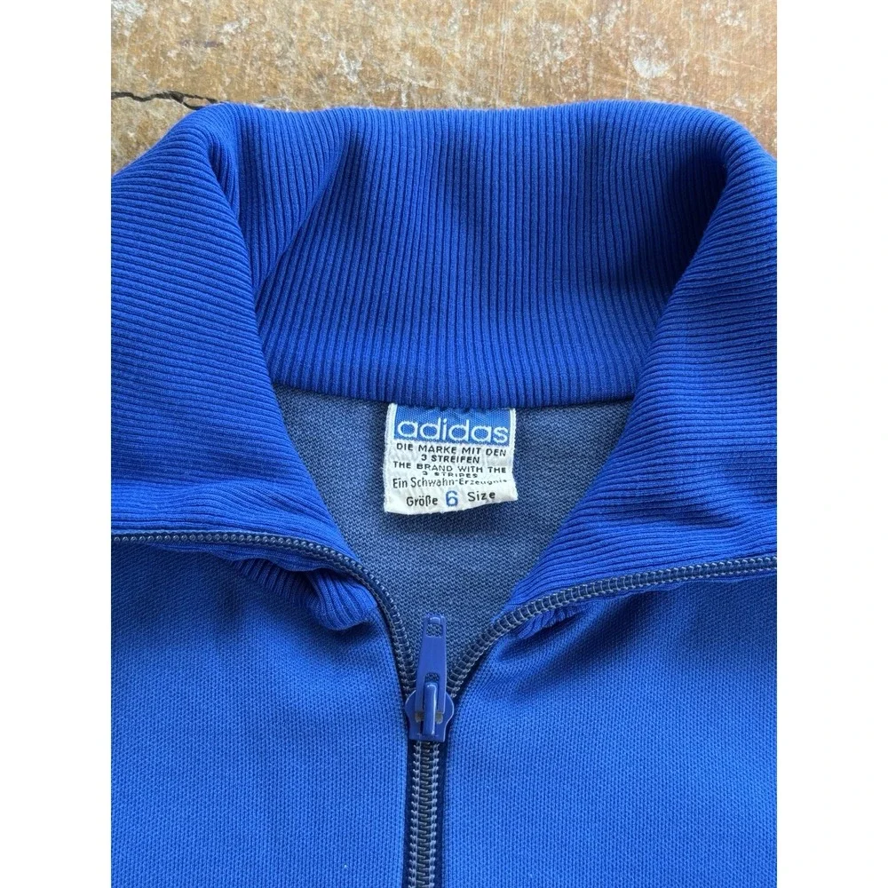 VTG 70s Adidas Trefoil Zip Up Nylon Track Jacket Running Club Patches Germany (L